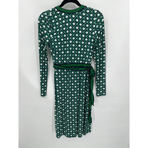 Hobbs London Jasmine Printed Wrap Dress Blue/ Green Geometric print Size 4 - Picture 6 of 8